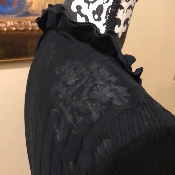 Anne Fontaine Veronica ribbed cotton semi-sheer button ruffle trim cardigan - Picture 6 of 14